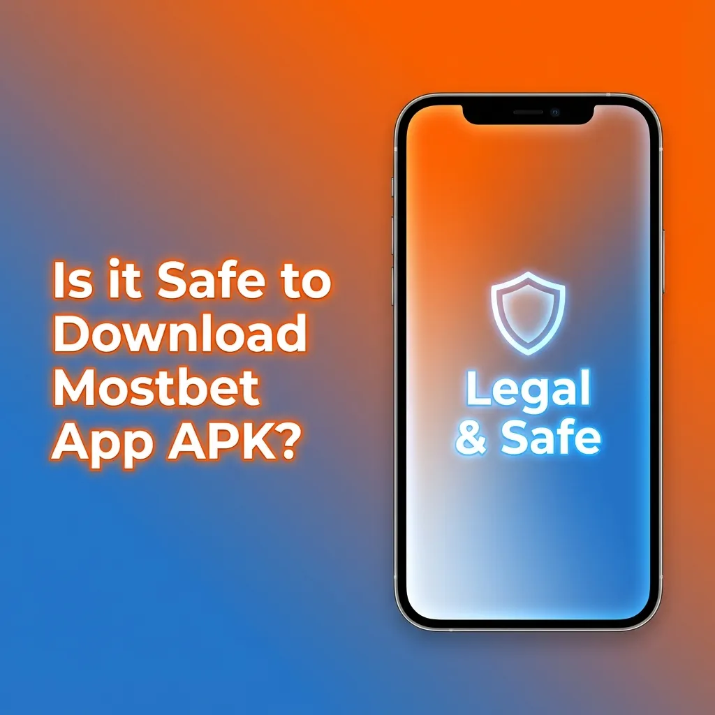 Illustration promoting the Mostbet app as a secure, licensed, encrypted mobile betting platform