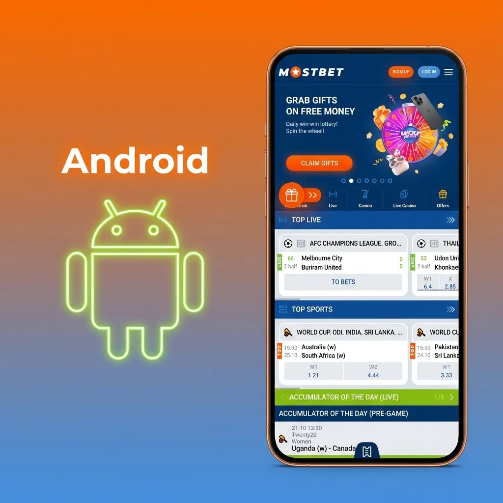 Smartphone screen showing Android betting app download and installation steps with buttons and icons