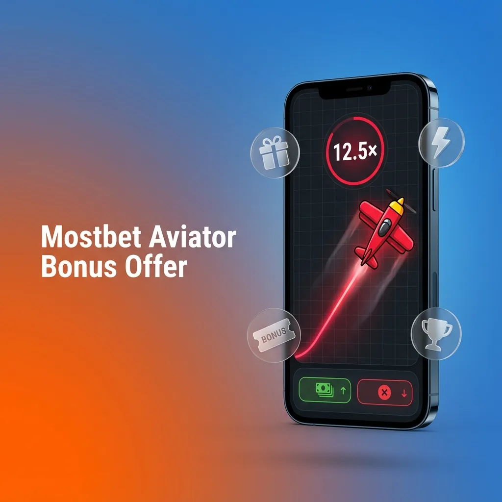 Mostbet Aviator bonus banner showing 125% first deposit offer up to 34,000 INR plus 250 free spins