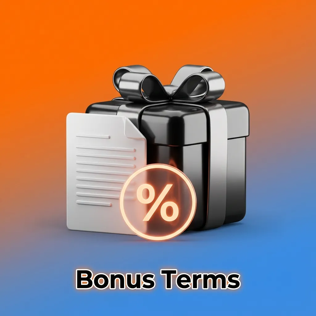 Illustrated “Bonus Terms” page listing key rules and conditions for claiming online casino and sports betting promotions.