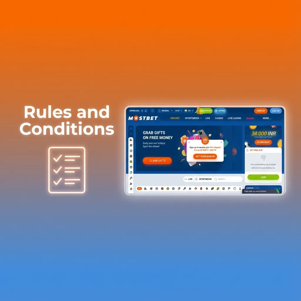 Rules and Conditions page summarizing key betting terms, age limits, account rules, bonuses, and fair play requirements