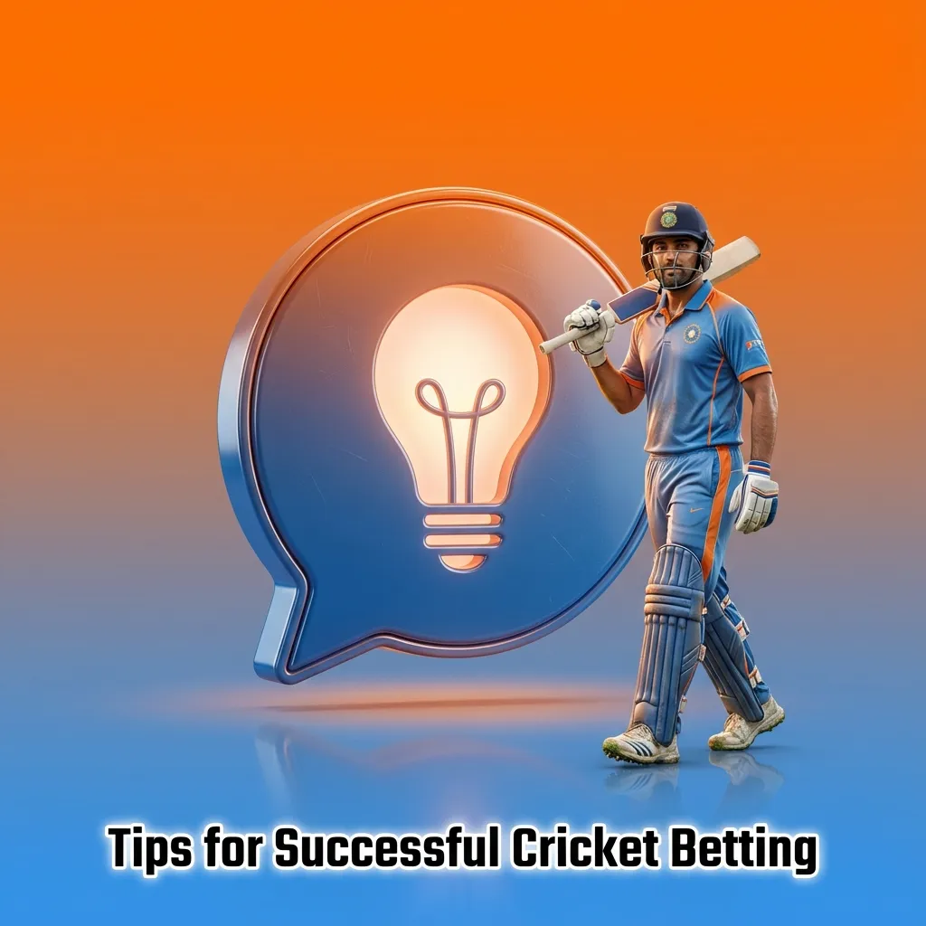 Illustrated cricket field with icons and brief tips for smart, disciplined and responsible online cricket betting