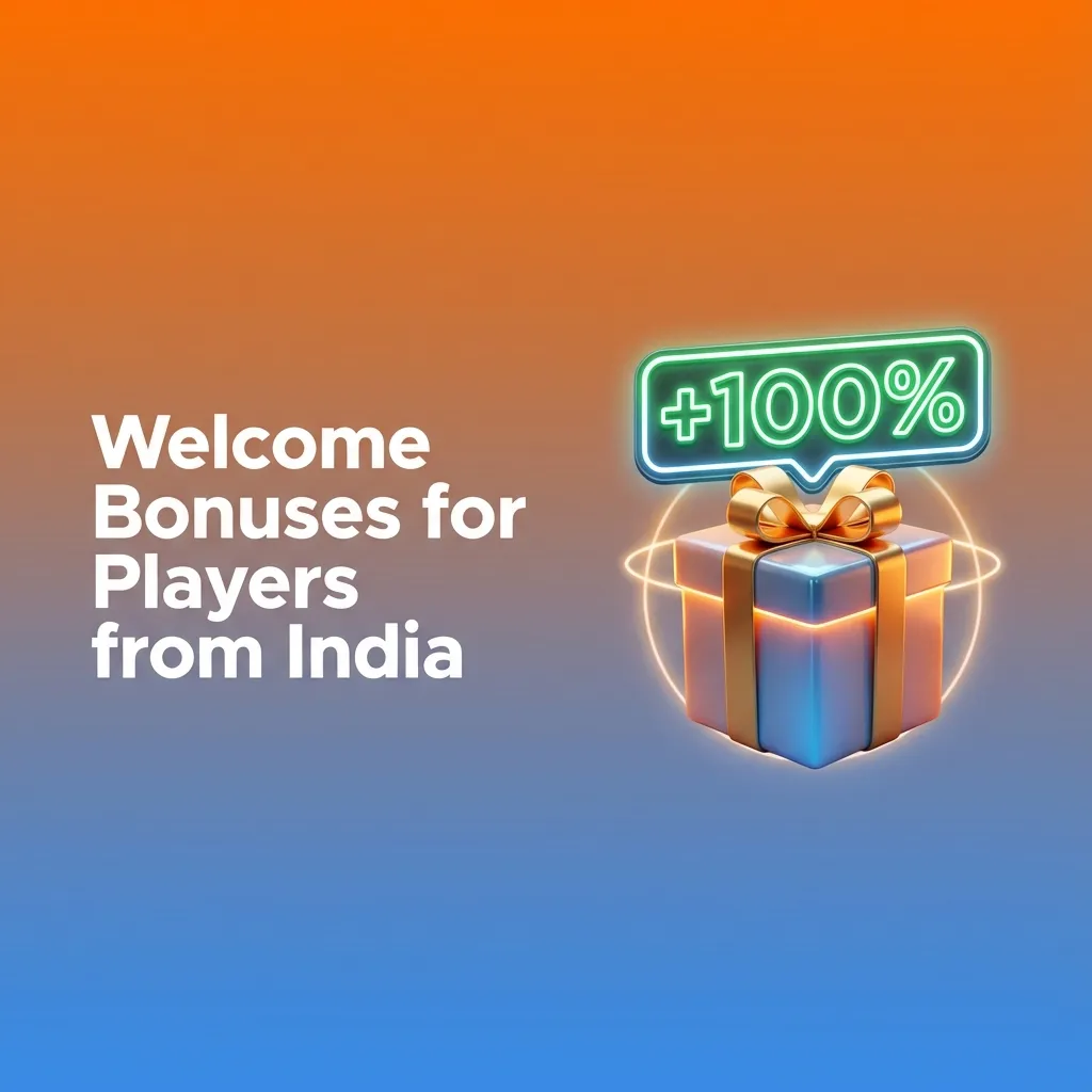 Banner showing “Welcome Bonuses for Players from India” with 125% up to ₹34,000 and 250 free spins for sports and casino