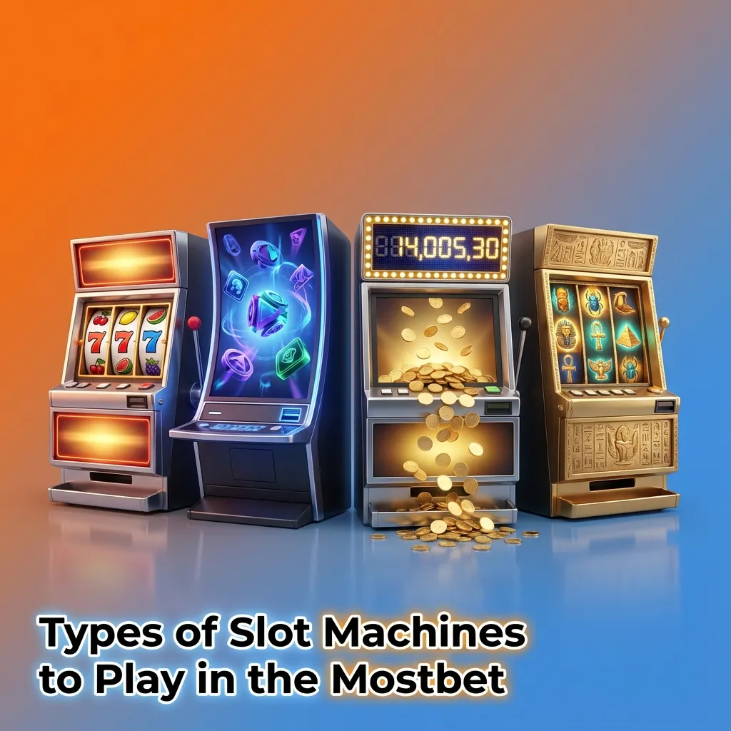 Colorful Mostbet casino interface showing many slot machine types, from classic 3-reel to Megaways and crash games