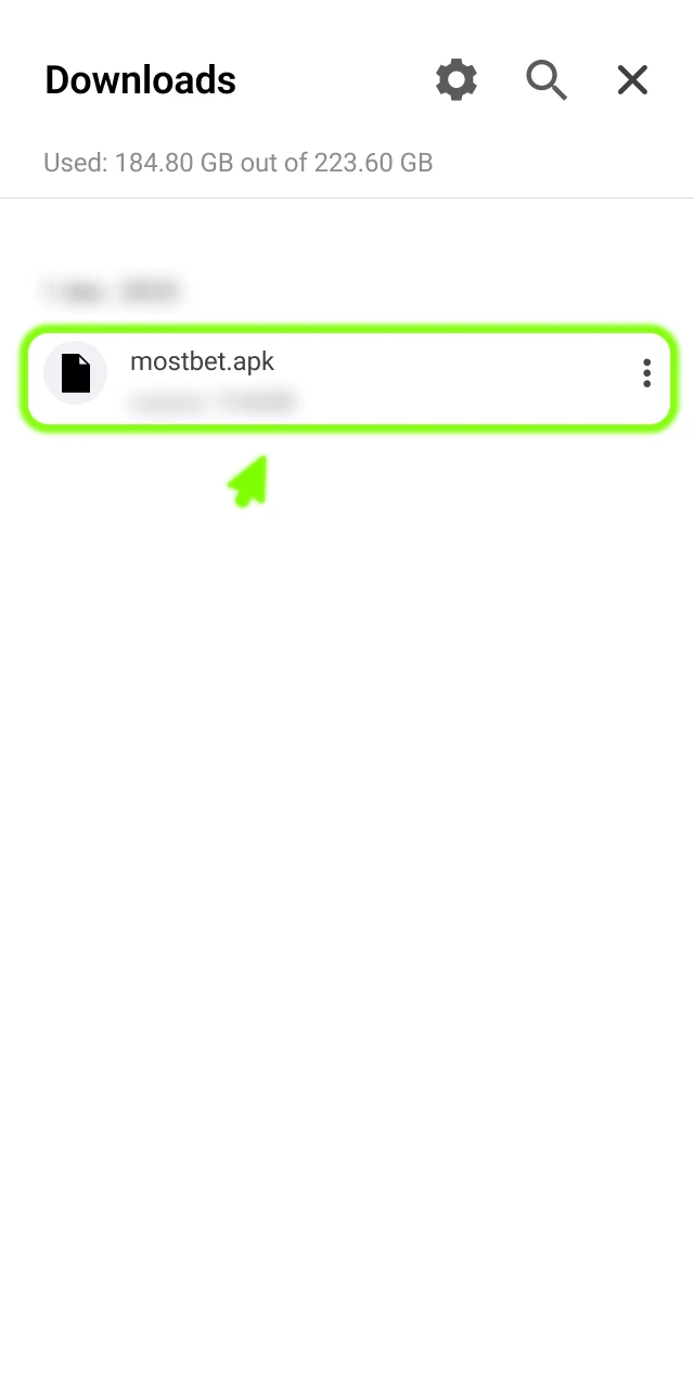 Complete the Android Mostbet app installation and launch it.