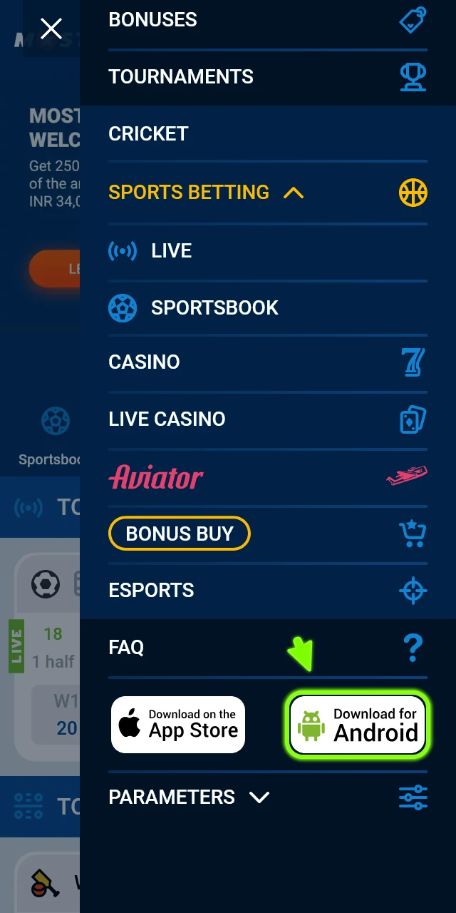 Begin the Android Mostbet APK download to play Aviator.