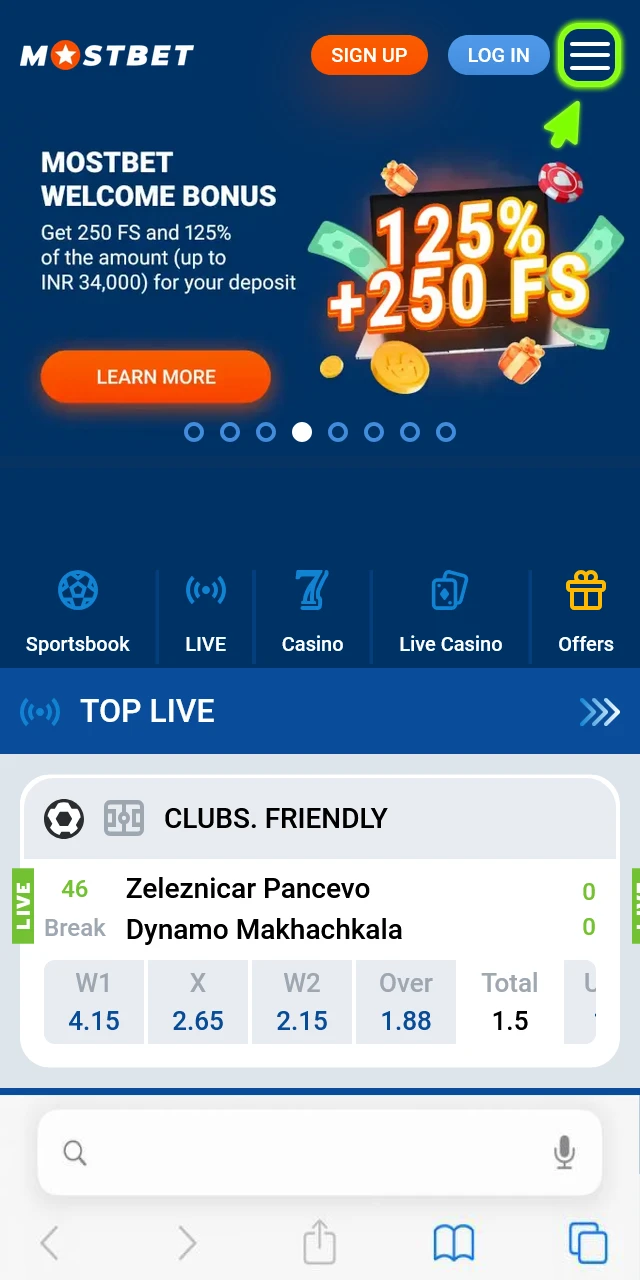 Open your Safari browser to find the Mostbet Aviator link.