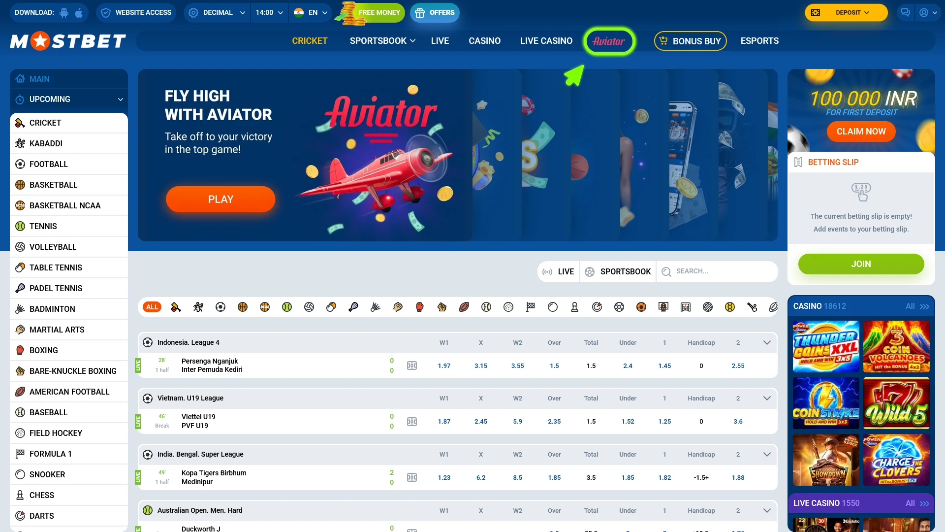 Find the official Aviator title on the Mostbet homepage with ease.