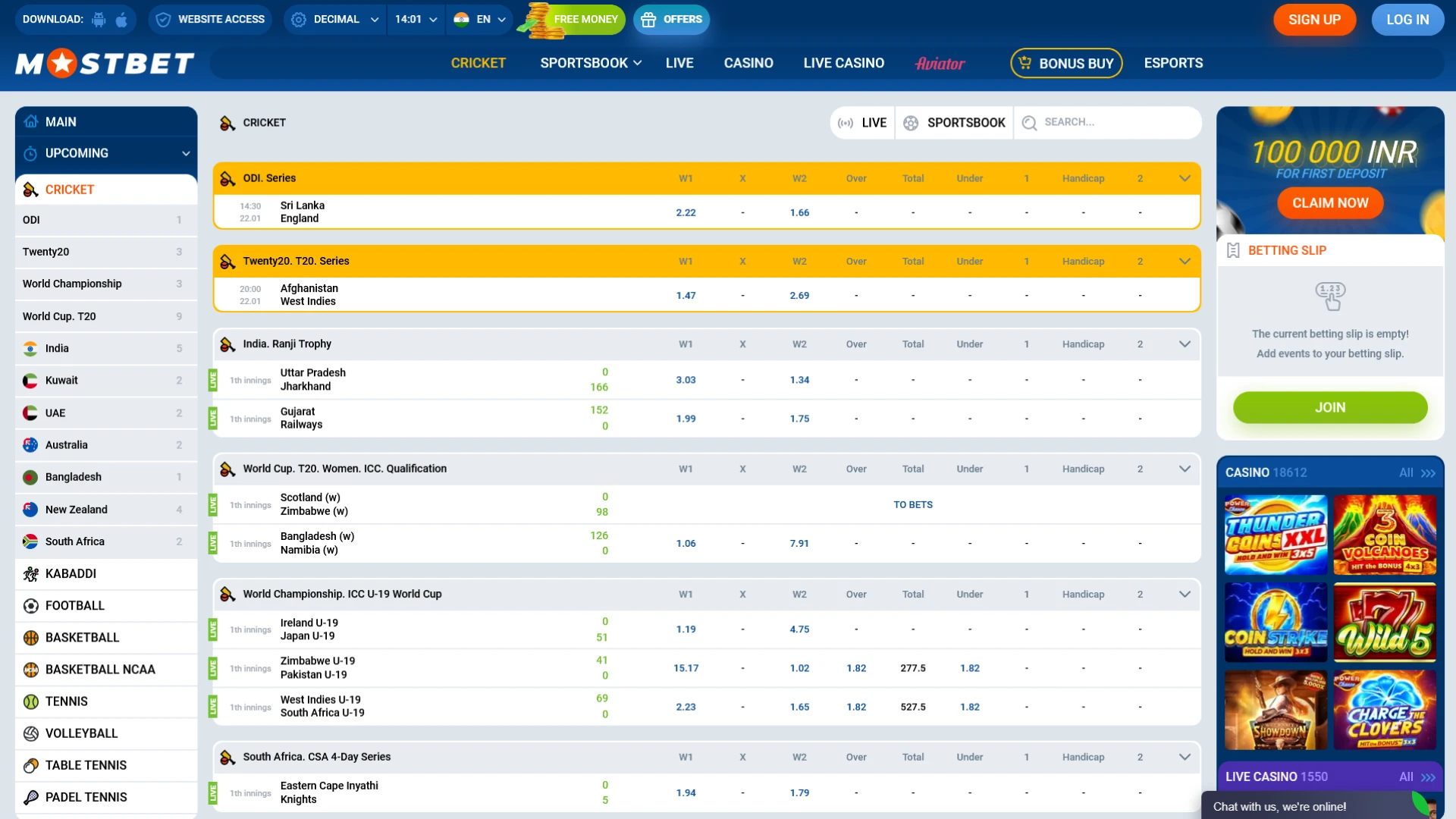 Explore the Mostbet India Official Website sports betting interface.