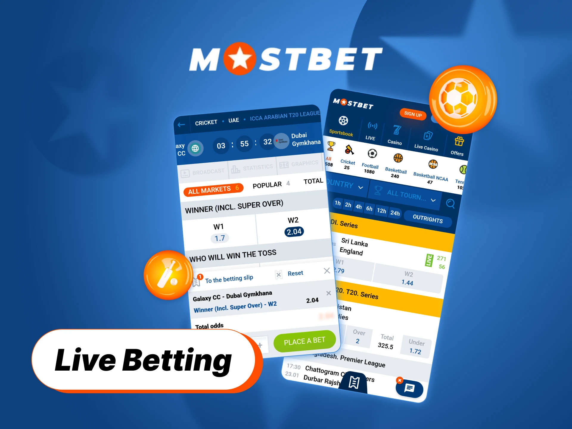 Place your Mostbet India live bets on ongoing matches now.