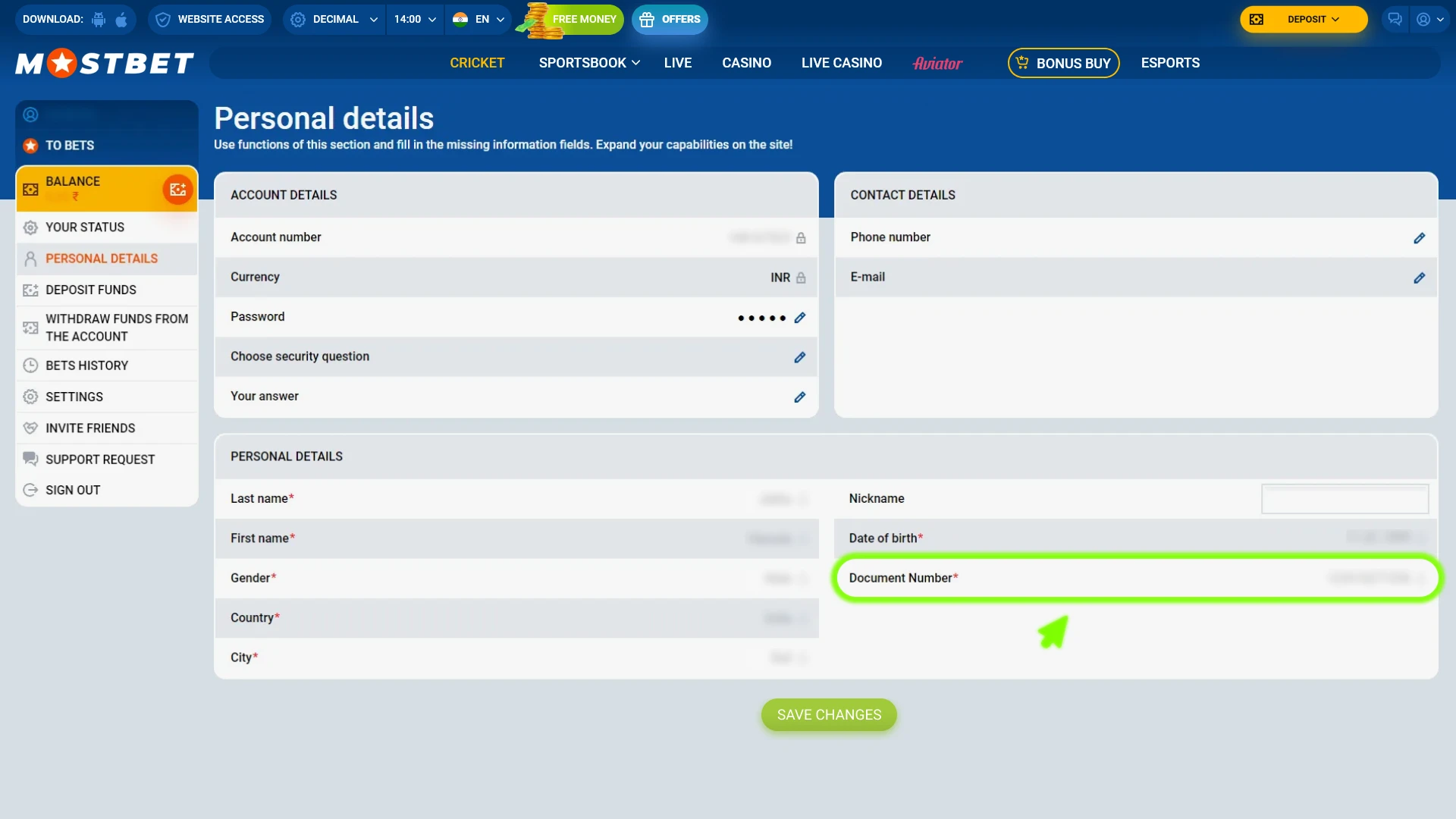 Add document information for the Mostbet verification of your identity.