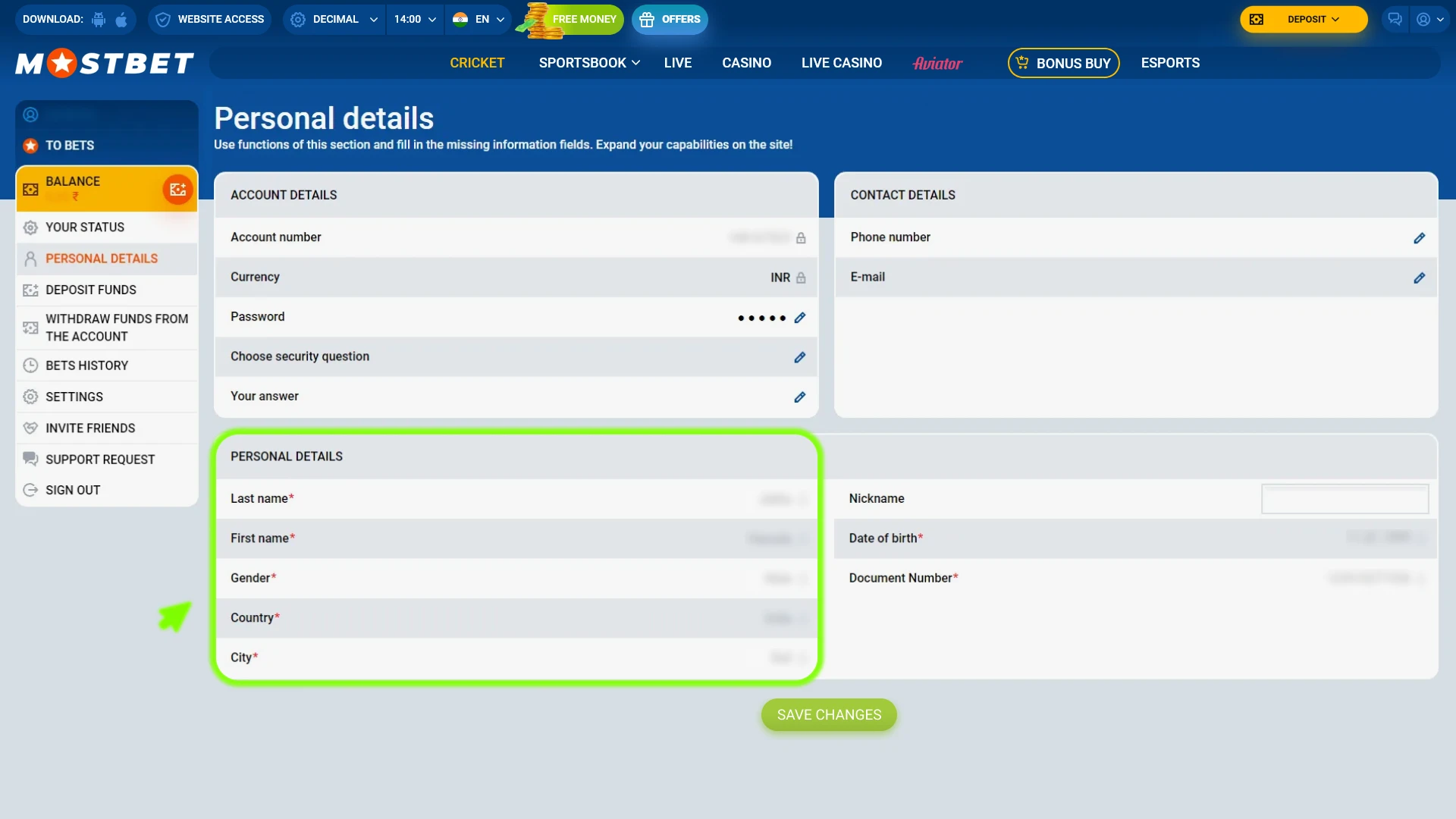 Enter personal details to proceed with your Mostbet verification.