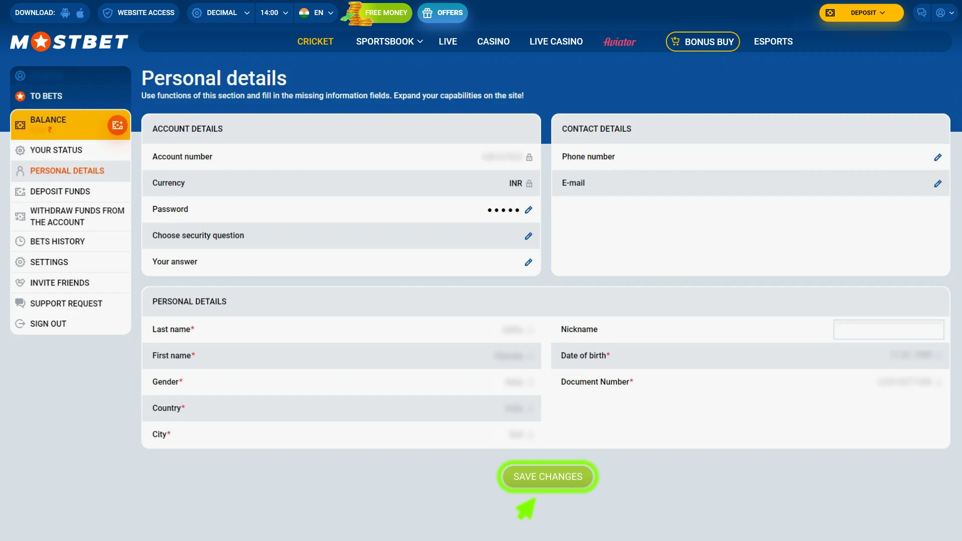 Save and submit your data for successful Mostbet verification.