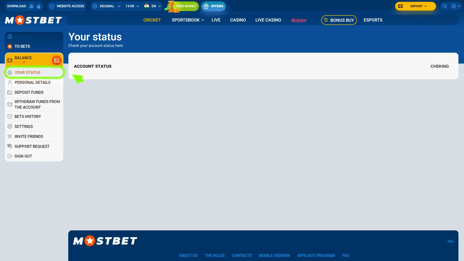 Wait for review to finalize your Mostbet verification status.