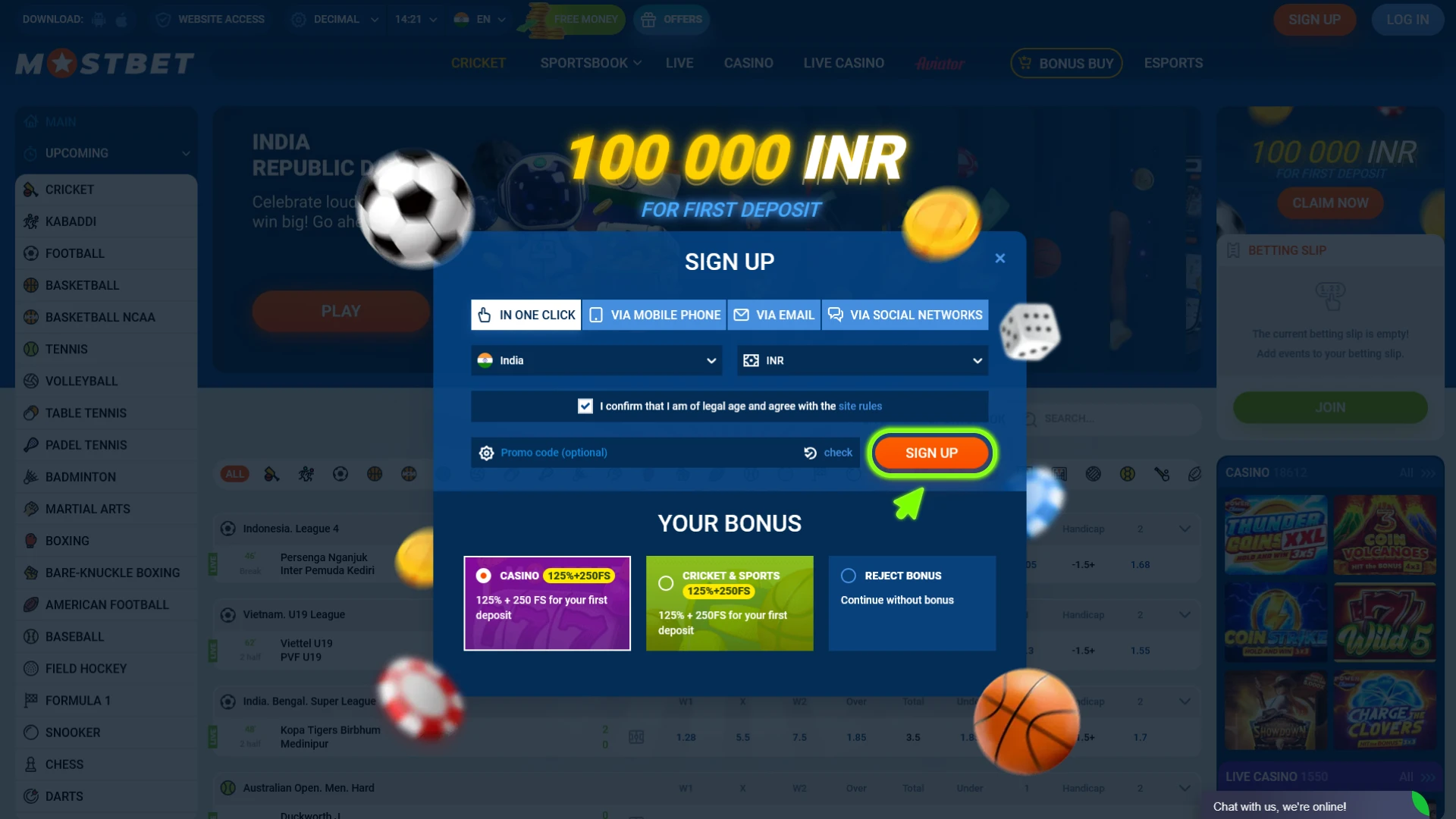 Finalize your sign up and start playing after Mostbet registration.